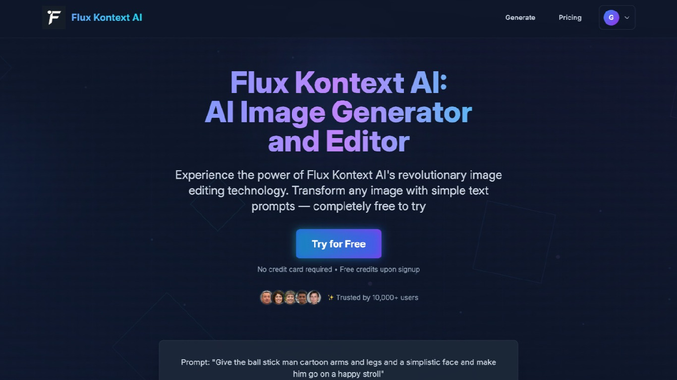 Flux Kontext AI Image Generation showing ai art - AI-powered image generation and editing with character consistency and fast