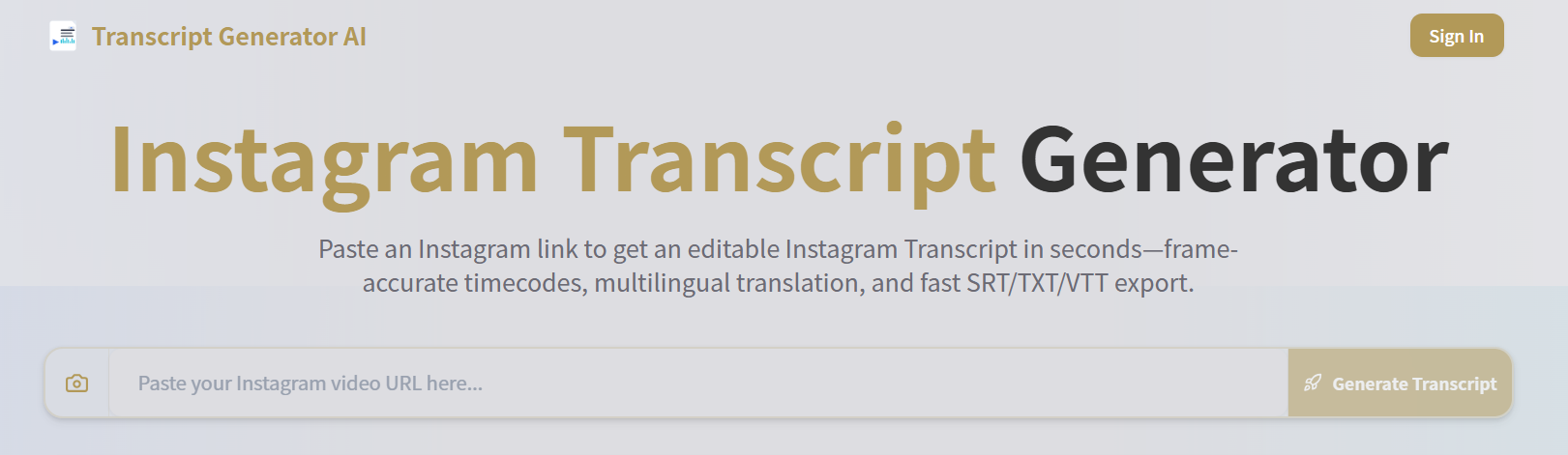 Transcript Generator AI Audio Editing showing ai transcription - Accurate AI transcripts, notes & captions from any audio or 