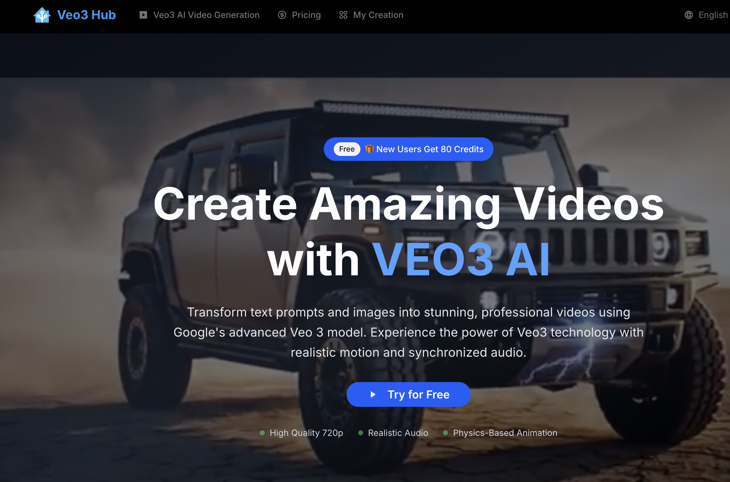 veo3hub Video Generation showing ai video creation - Create Amazing Videos with VEO3 AI