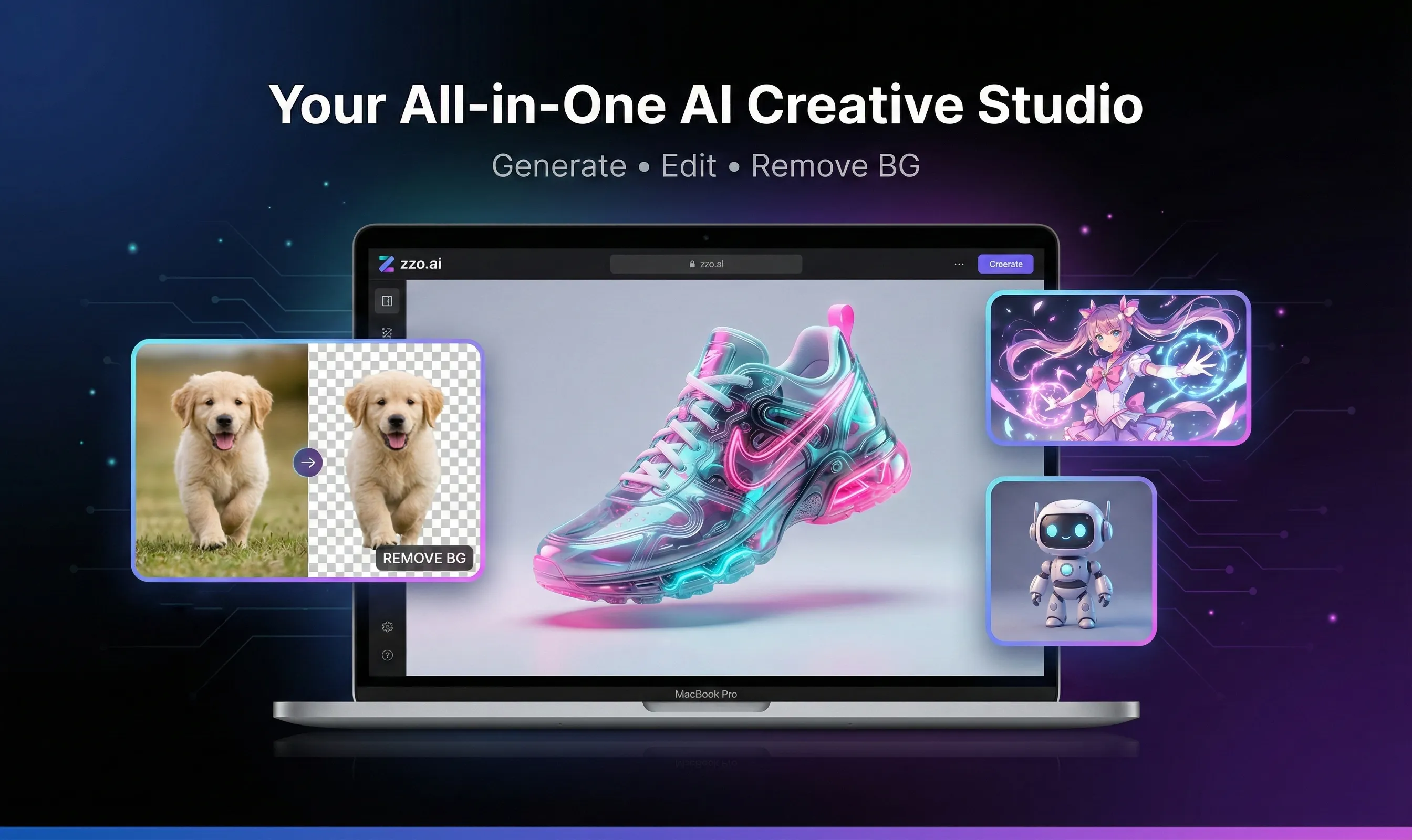Zzo AI Image Generation interface showing Image Generation and features