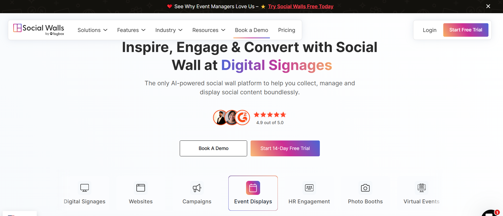 Social Walls by Tagbox Productivity & Collaboration showing social media - Where Your Social Story Becomes Everyone’s Story