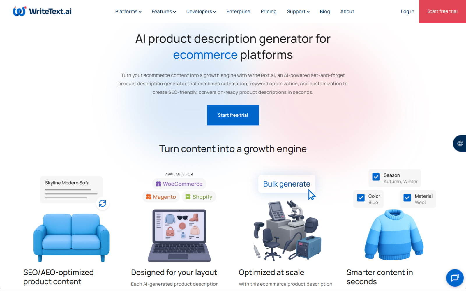 WriteText.ai Marketing Automation showing ai - Eliminate manual work with native AI automation—cut costs, boost quality
