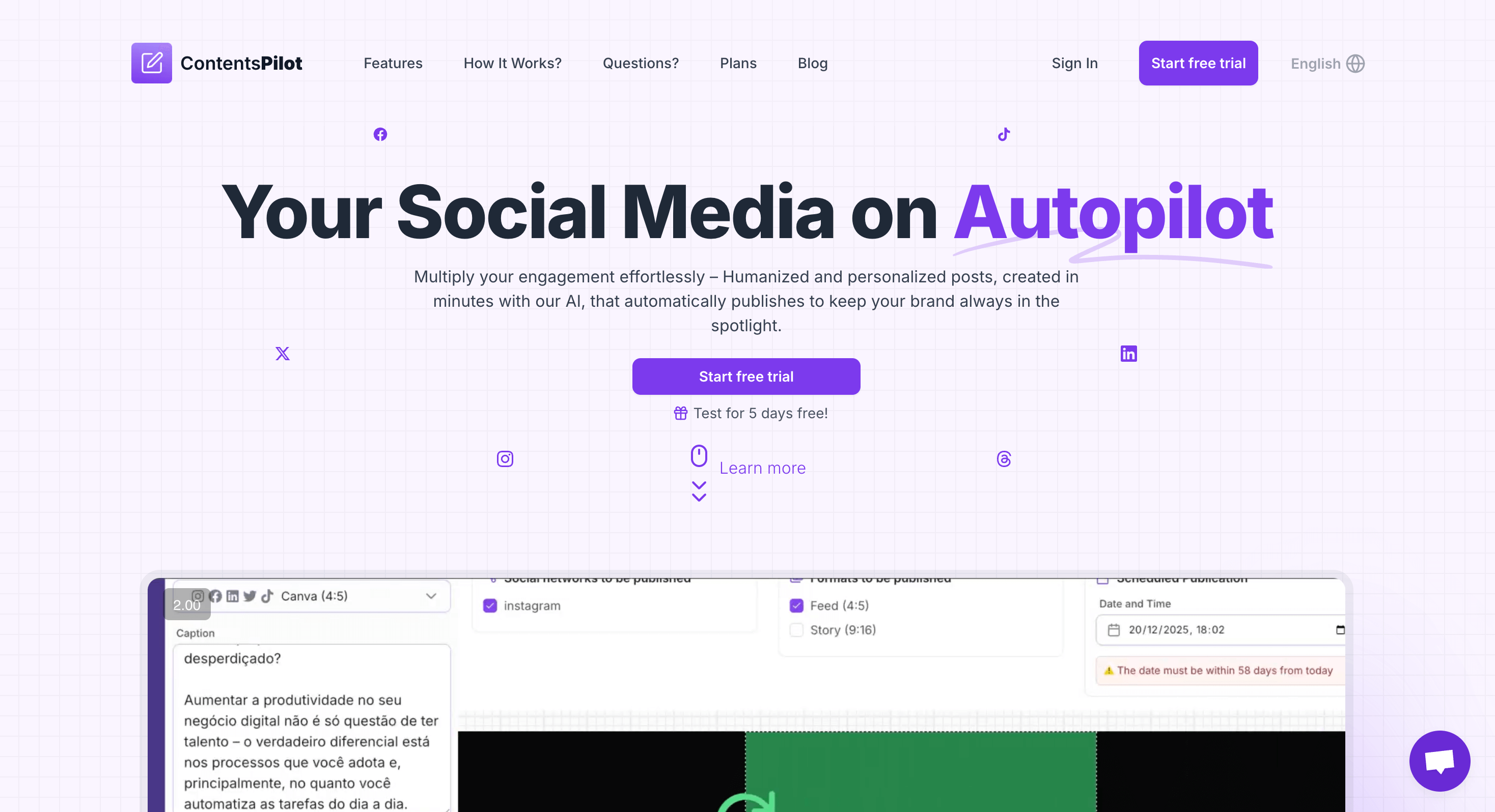 Contents Pilot Image Generation showing social media - Give your brand superpowers with automated creation, metrics, and anal