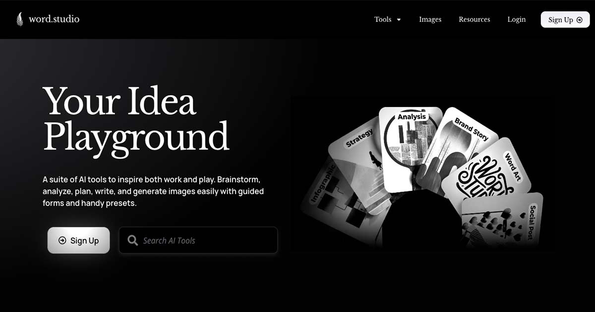 WordStudio Writing & Translation showing summarizer - Creativity Made Simple