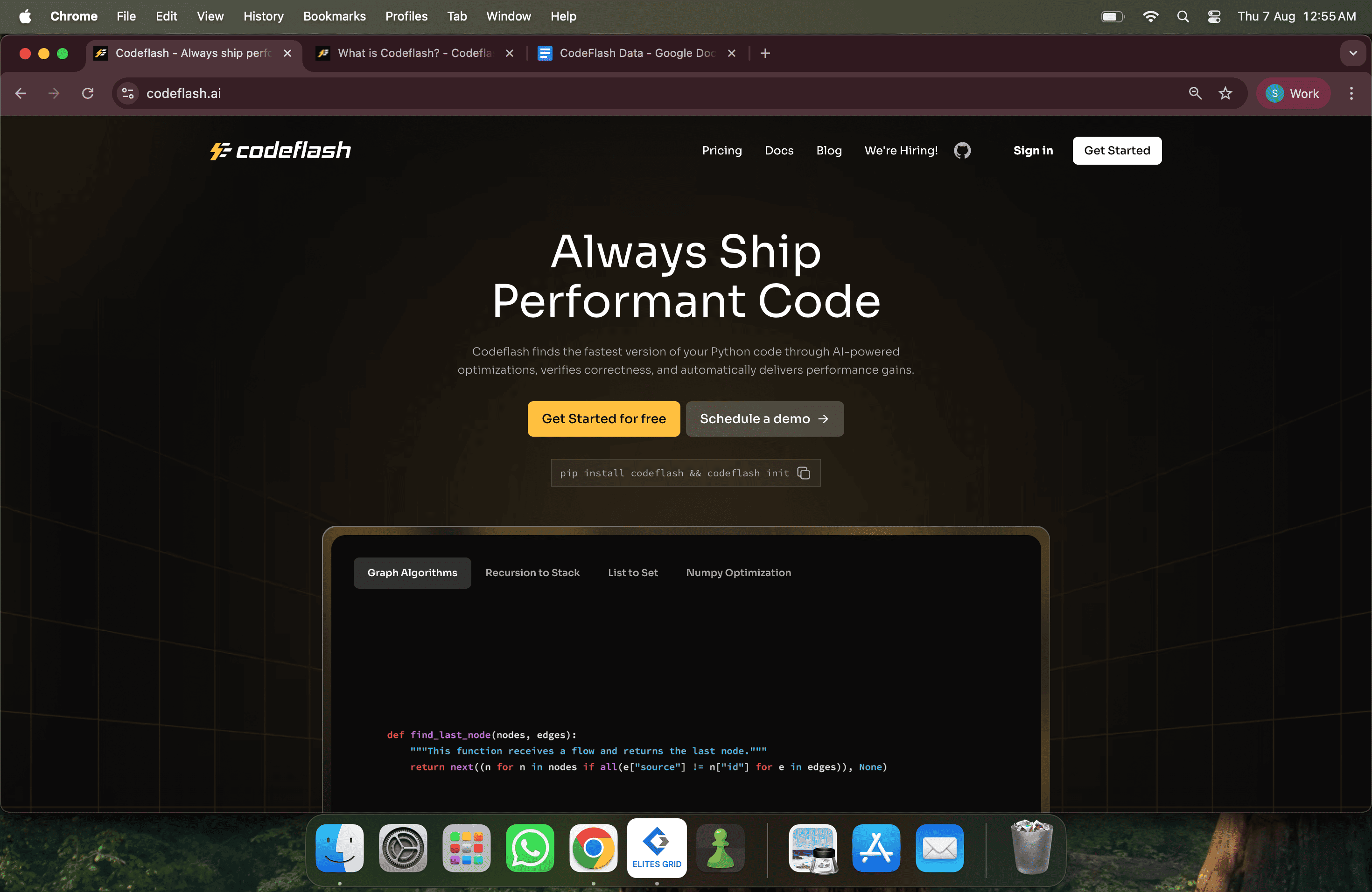 codeflash.ai Productivity & Collaboration showing developer tool - CodeFlash.AI: Ship Blazing-Fast Python Code, Every Time.