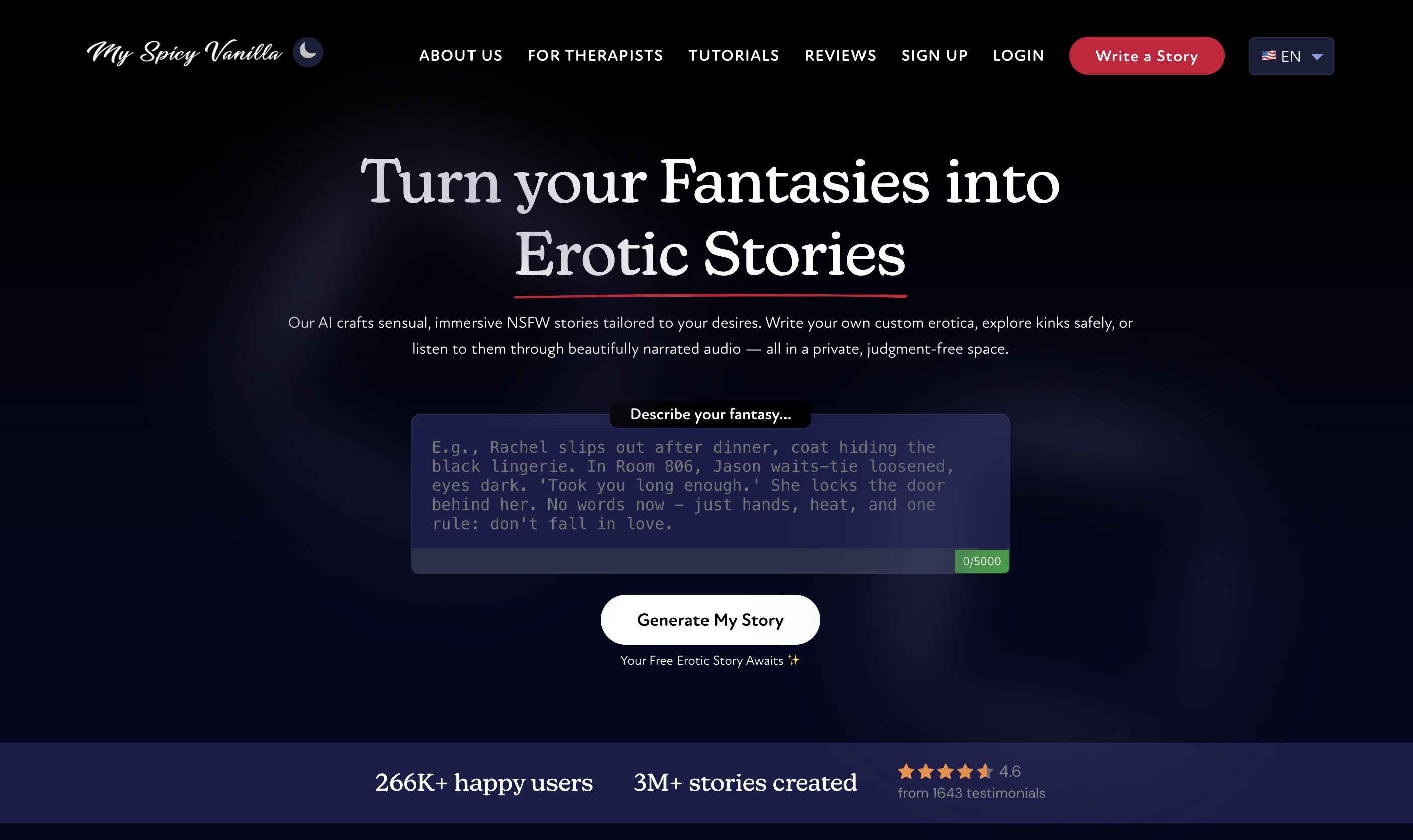 My Spicy Vanilla Audio Generation showing erotic stories - High-Quality Illustrated Erotic Stories