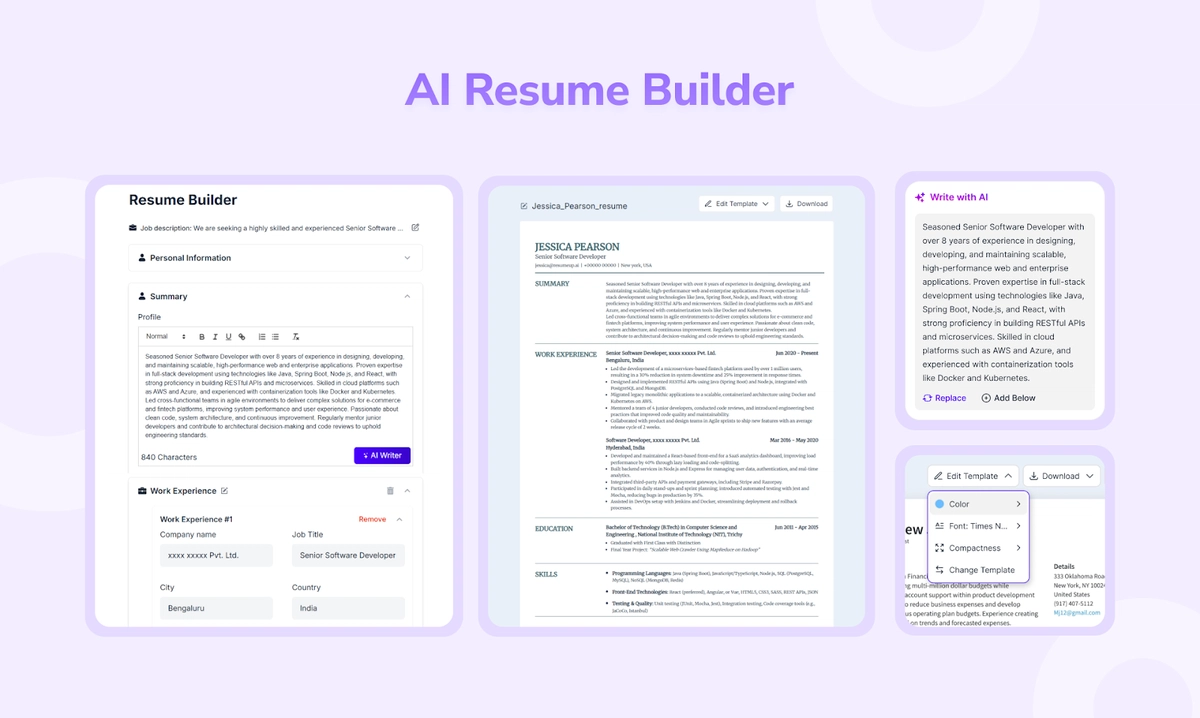 ResumeUp.AI Writing & Translation showing ai resume builder - Land more interviews with smart resumes