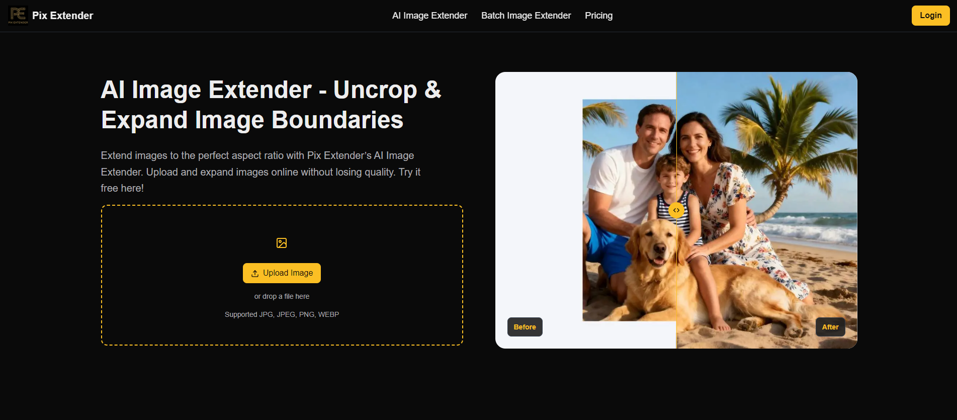 PixExtender Design showing ai image extender - AI Image Extender - Uncrop & Expand Image Boundaries
