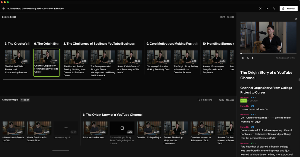 Selects Video Editing showing ai video editing - Time for More