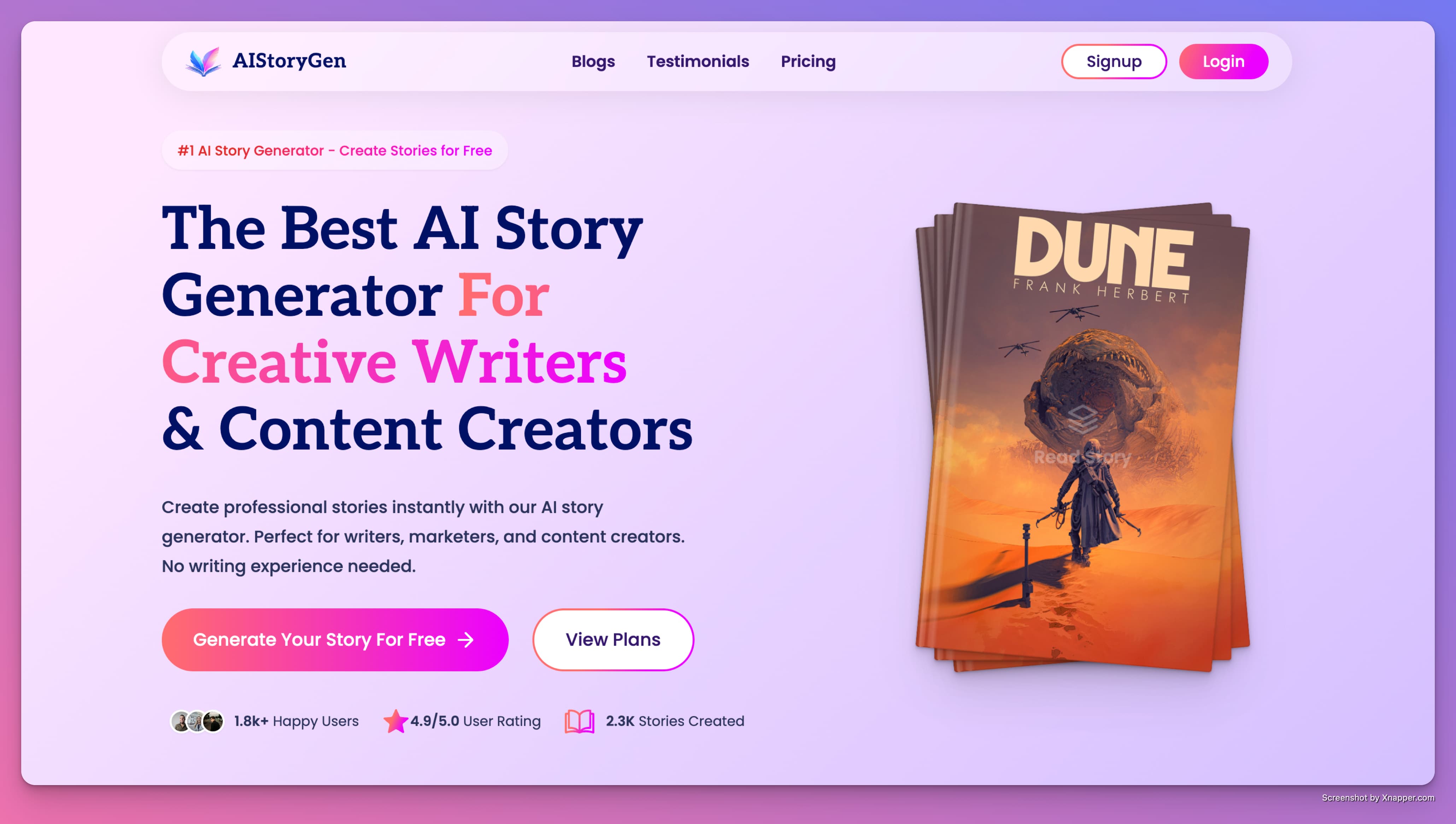 AIStoryGen - AI Story Generator Image Generation showing the best ai story generator for creative writers & content creators