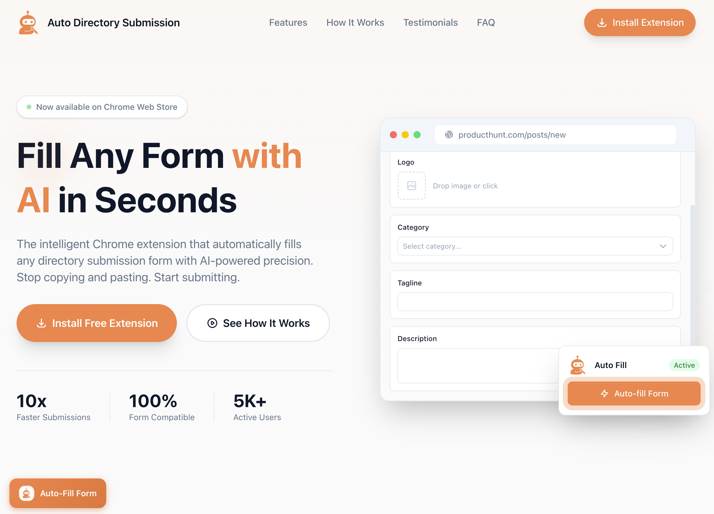 Auto Directory Submission Conversational AI interface showing Conversational AI and features