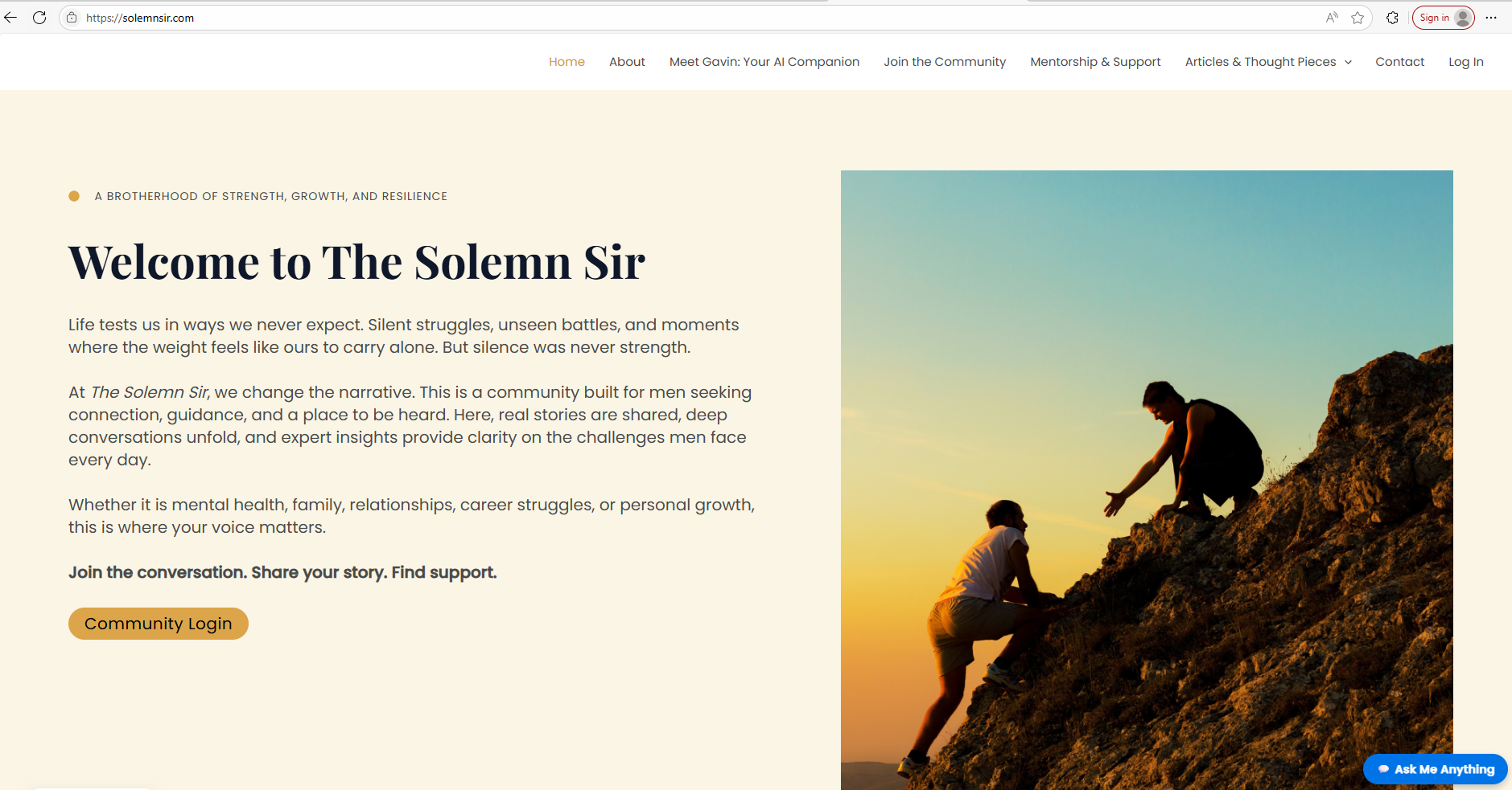 Gavin — Your AI Friend / Gavin (Solemn Sir) Conversational AI interface showing Conversational AI and features