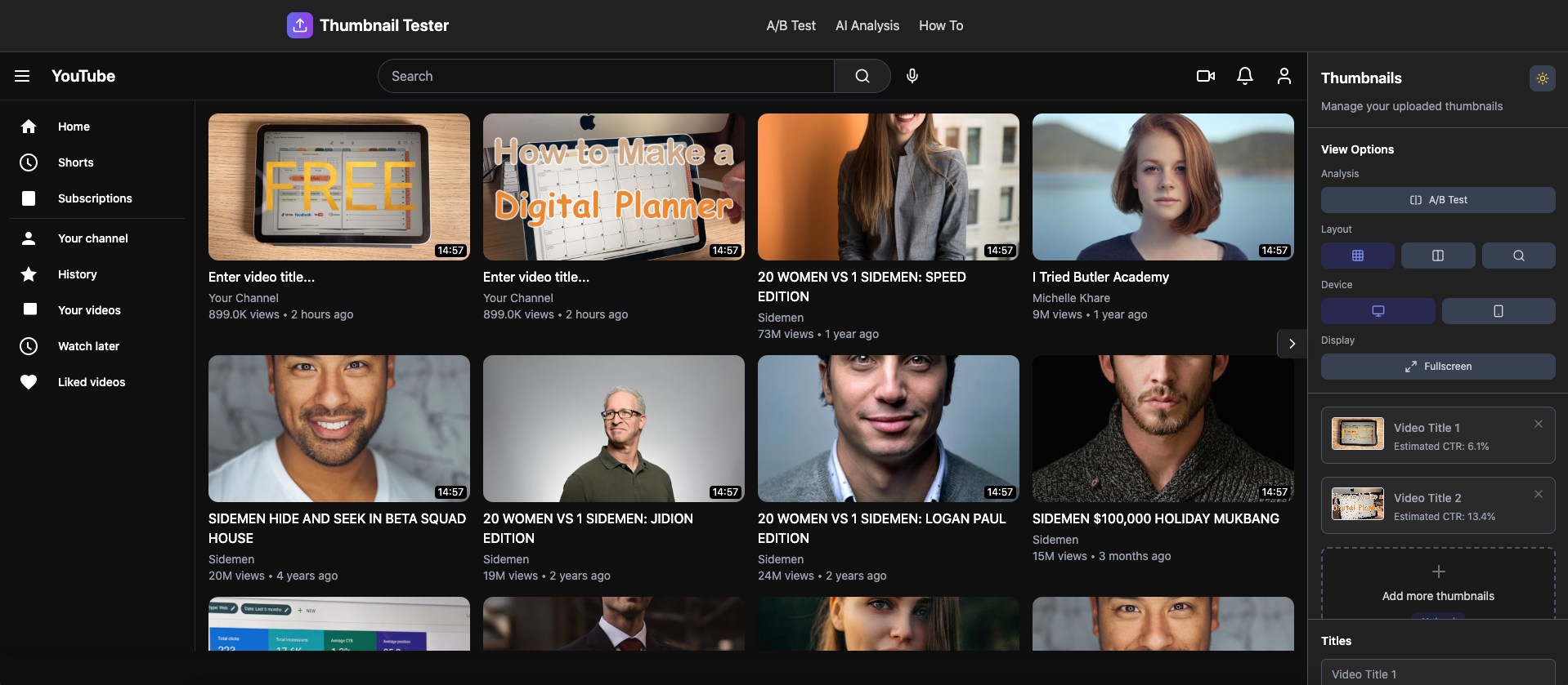 YouTube Thumbnail Tester Design showing youtube thumbnail tester - Free Online Tool for Testing Thumbnails