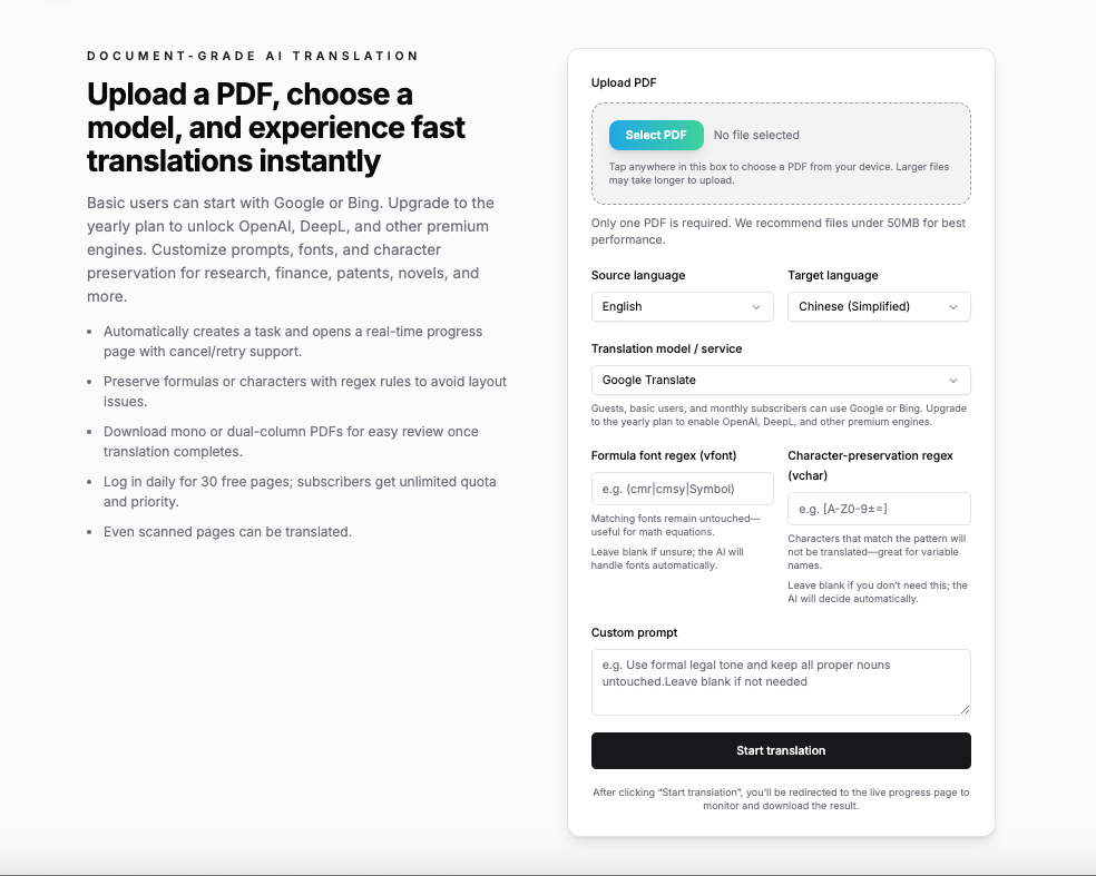 PDF Translate Productivity & Collaboration showing pdf translate - PDF Translate – Free PDF Translator | pdf-translation.com