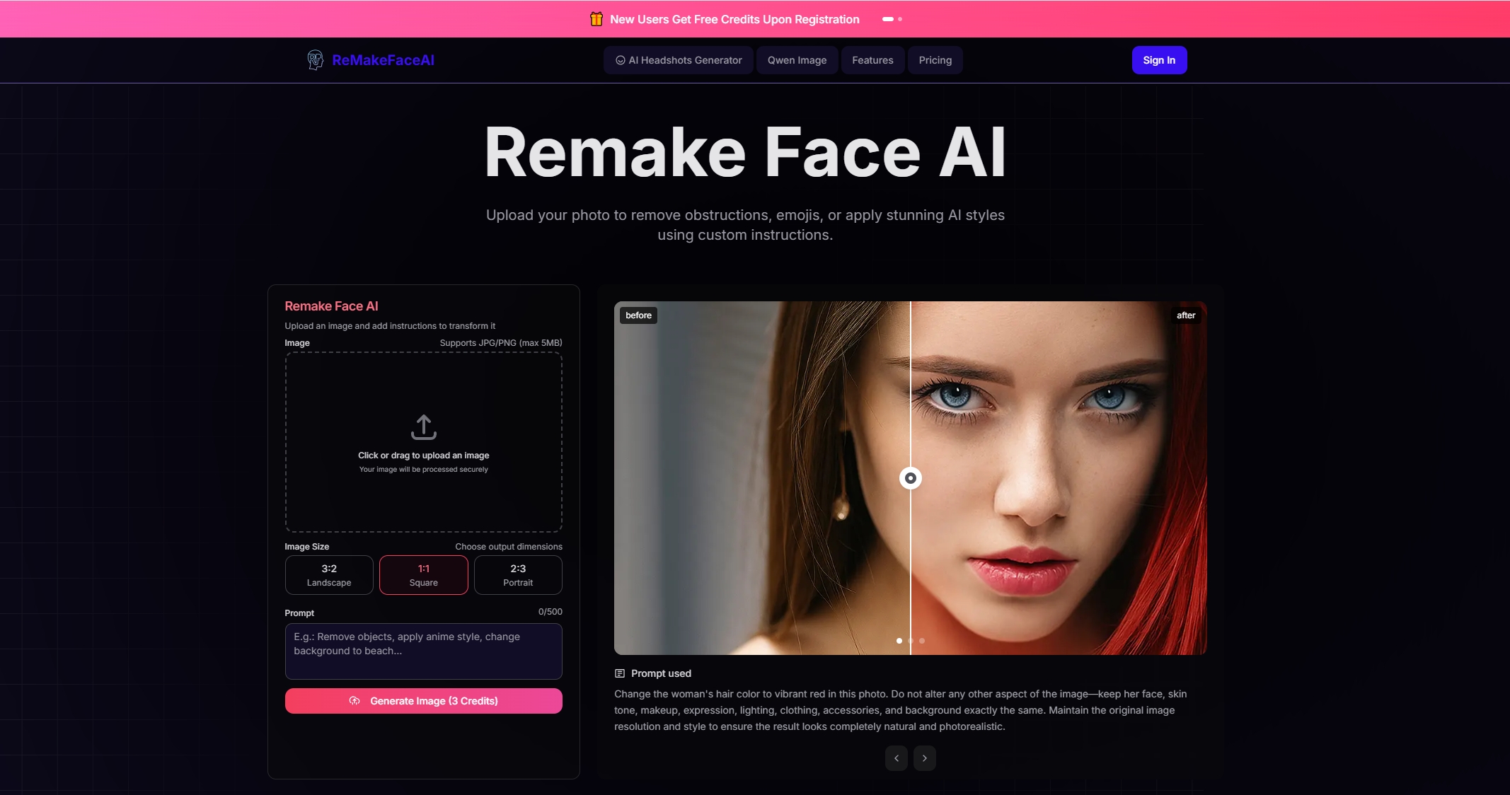 Remake Face AI Image Generation showing #aiimagegenerator  #texttoimage  #aiart  #digitalart  #generativeai  #gamedev  #marke