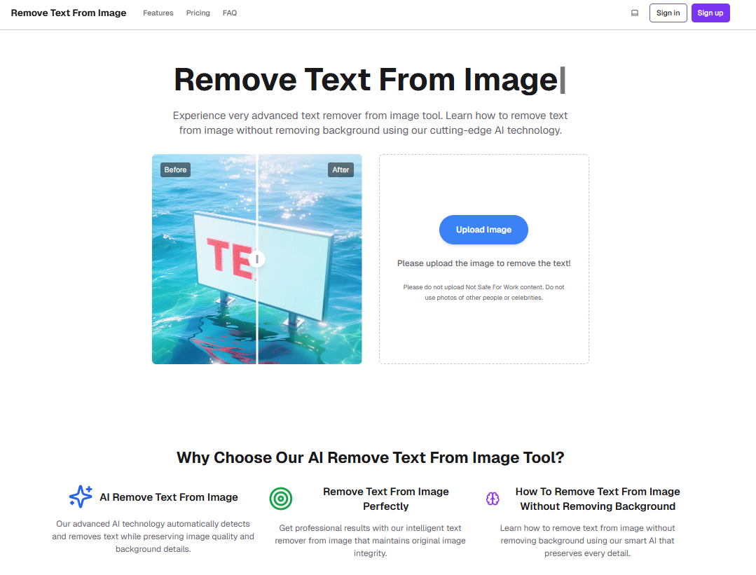 Remove text from image Image Editing showing ai-art - Remove text from images with one click.