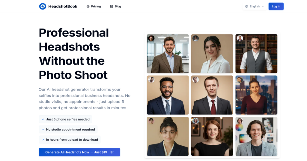 headshotbook Image Generation showing ai headshot generator - Professional Headshots Without the Photo Shoot
