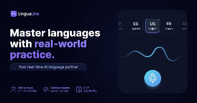 Lingua Live Conversational AI showing ai language partner - AI, AI Language Learning Software, AI Education Software