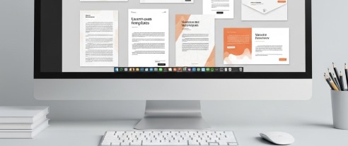 Variety of customizable professional quote templates displayed on a screen.