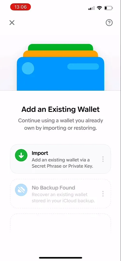 add existing wallet