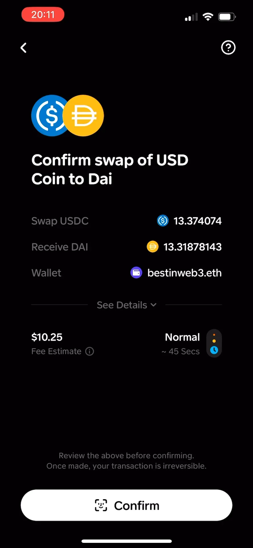 confirm swap