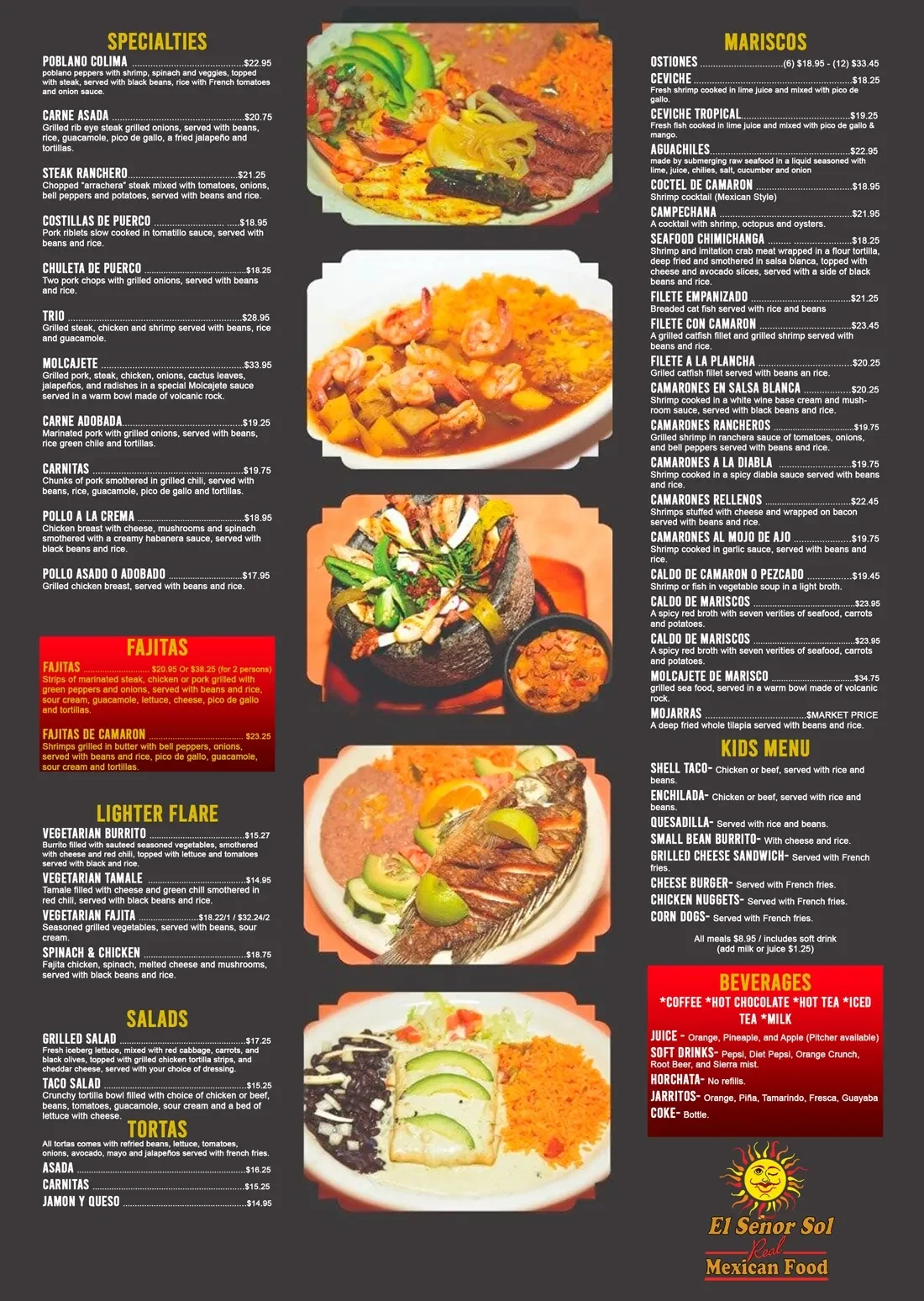 El Senor Sol Real Mexican Food menu page 2 of 2 in Littleton, CO