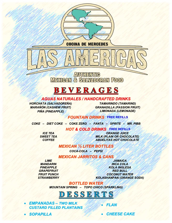 PDF menu of Las Americas in Fort Smith, AR, page 1 of 1