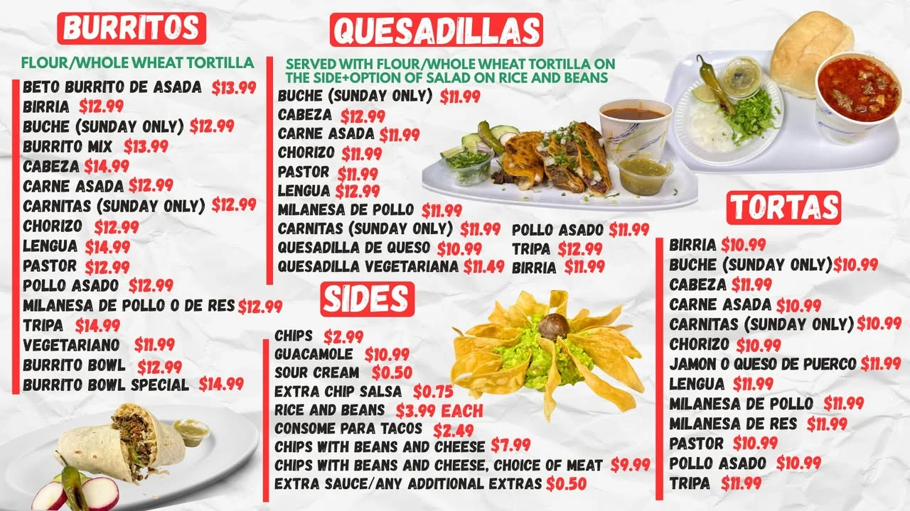Rivas Taqueria menu page 1 of 1 in Wallingford, CT