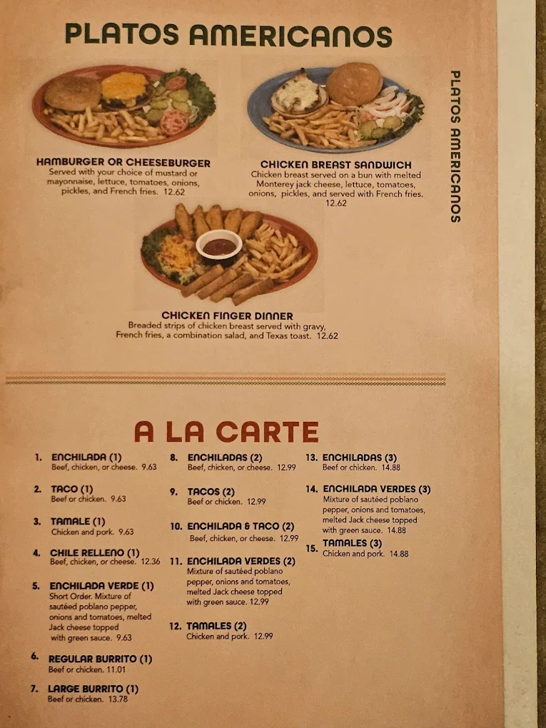 Tarahumara's Mexican Cafe menu page 1 of 2 in Norman, OK