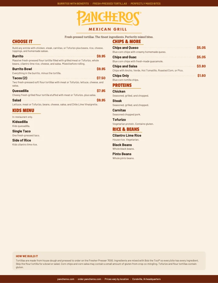 Pancheros – Quincy menu PDF page 1 of 1