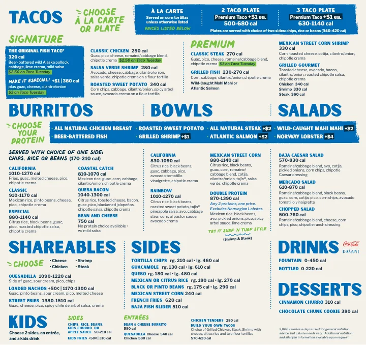 PDF menu of Rubio's - Downey in Downey, CA, page 1 of 1