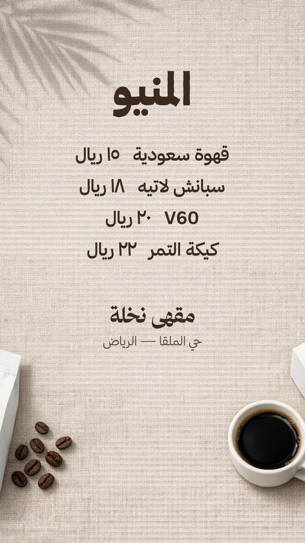 قائمة الأسعار — مقهى