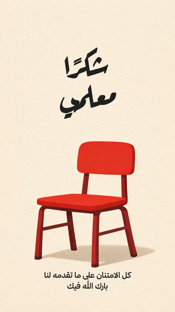 شكرًا معلمي — كرسي أحمر
