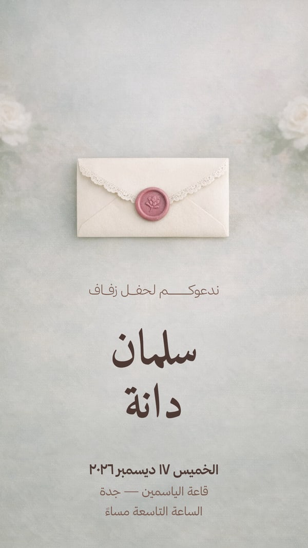 دعوة زواج — ظرف دانتيل وختم