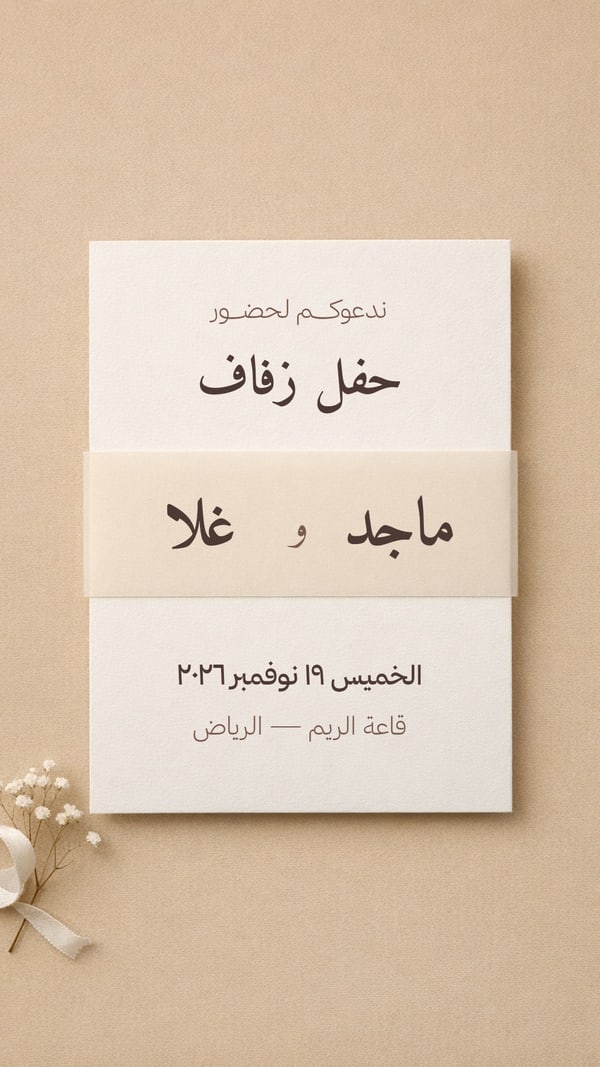 دعوة زفاف — حزام ورق شفاف