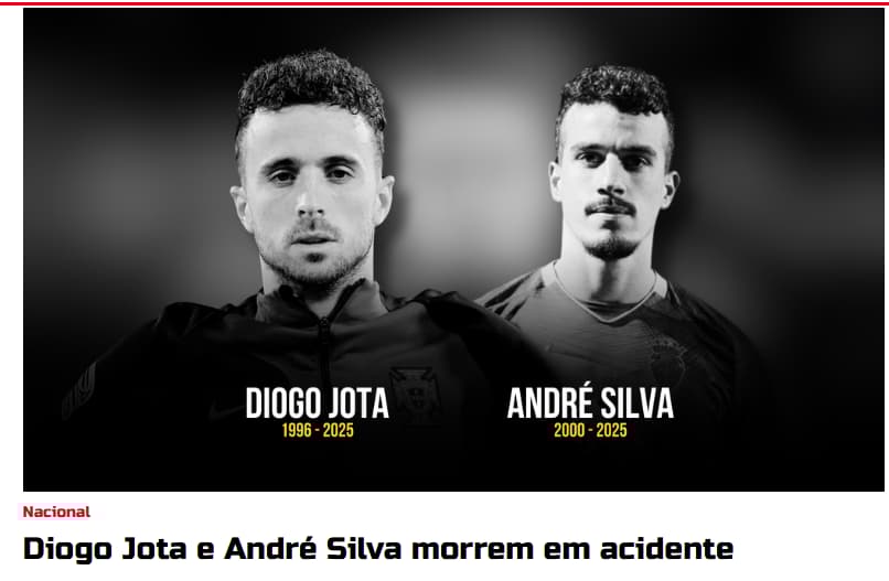 Tragédia para Portugal: morte de Diogo Jota deixa país em choque