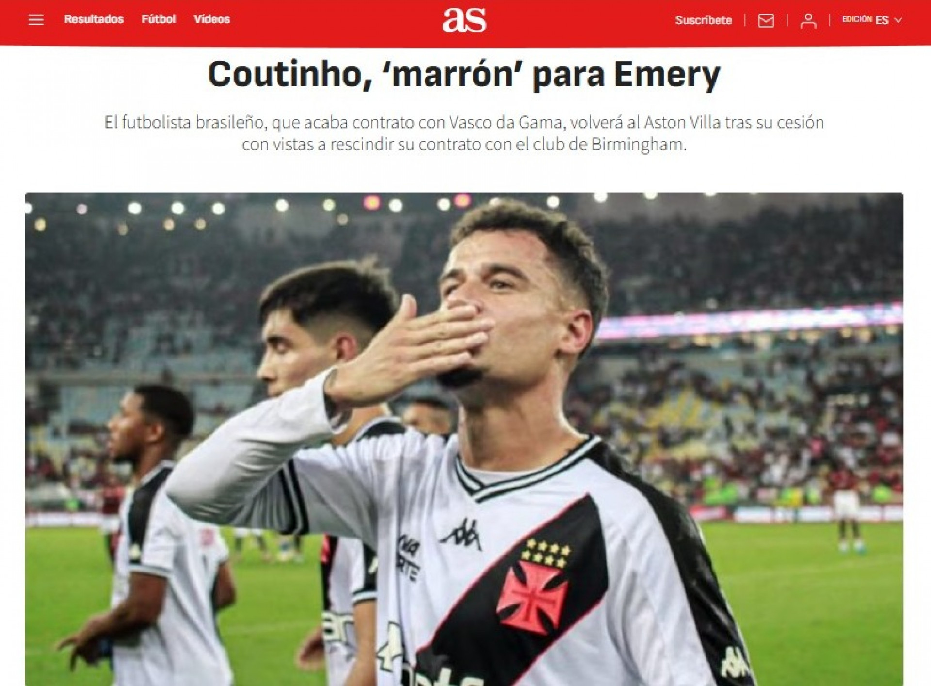 Jornal espanhol destaca fim da carreira internacional de Philippe Coutinho