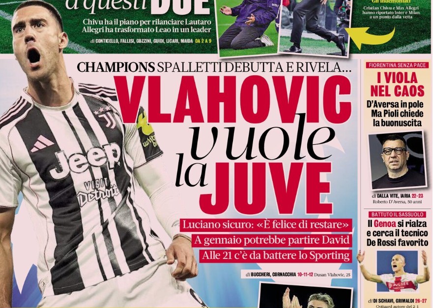 Today’s Papers – Vlahovic wants to stay at Juventus, Conte attacks Marotta again