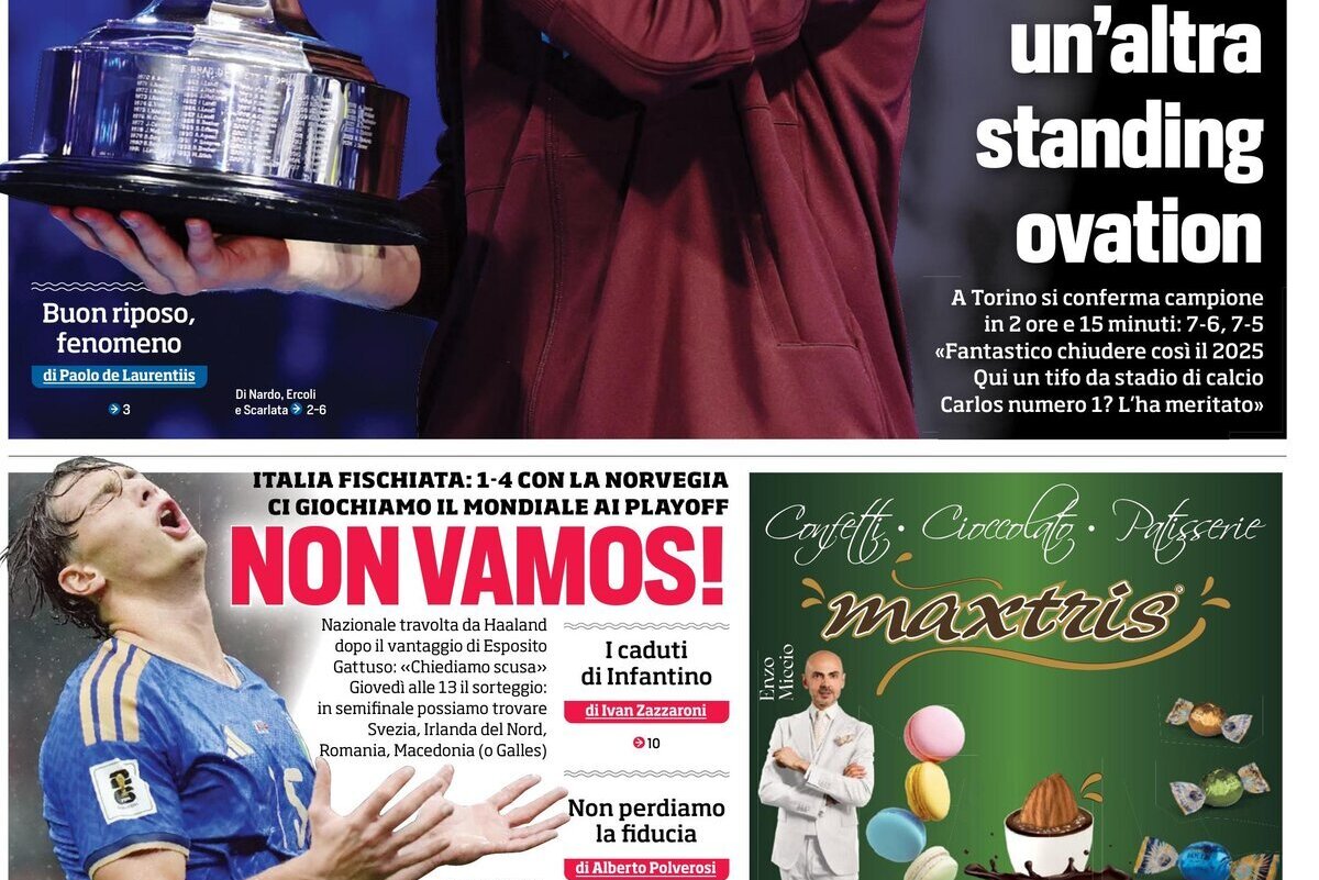 Today’s Papers: Italy go to World Cup play-offs, Haaland dominates