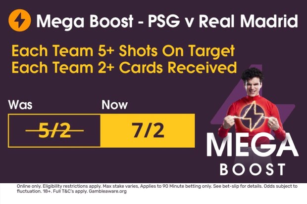 PSG v Real Madrid odds boost: Get 7/2 on both teams to have 5+ shots on target and 2+ cards with Tote