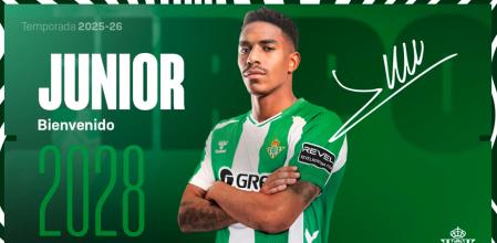 El Betis anuncia el fichaje de Junior hasta 2028