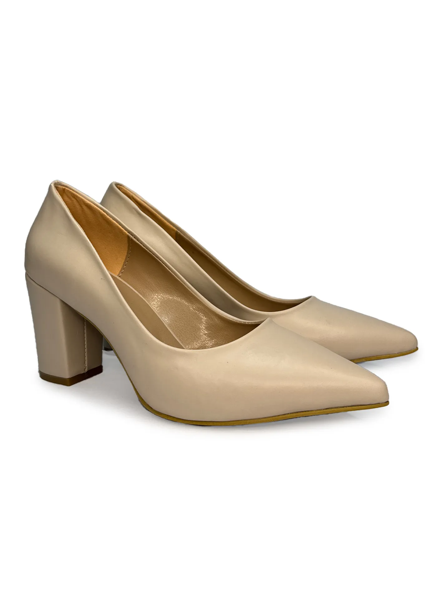 Bež salonke niska debela štikla 