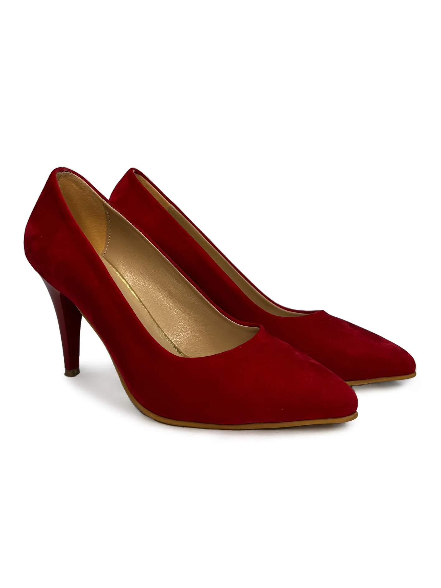 Plišane crvene salonke 2 - niska štikla