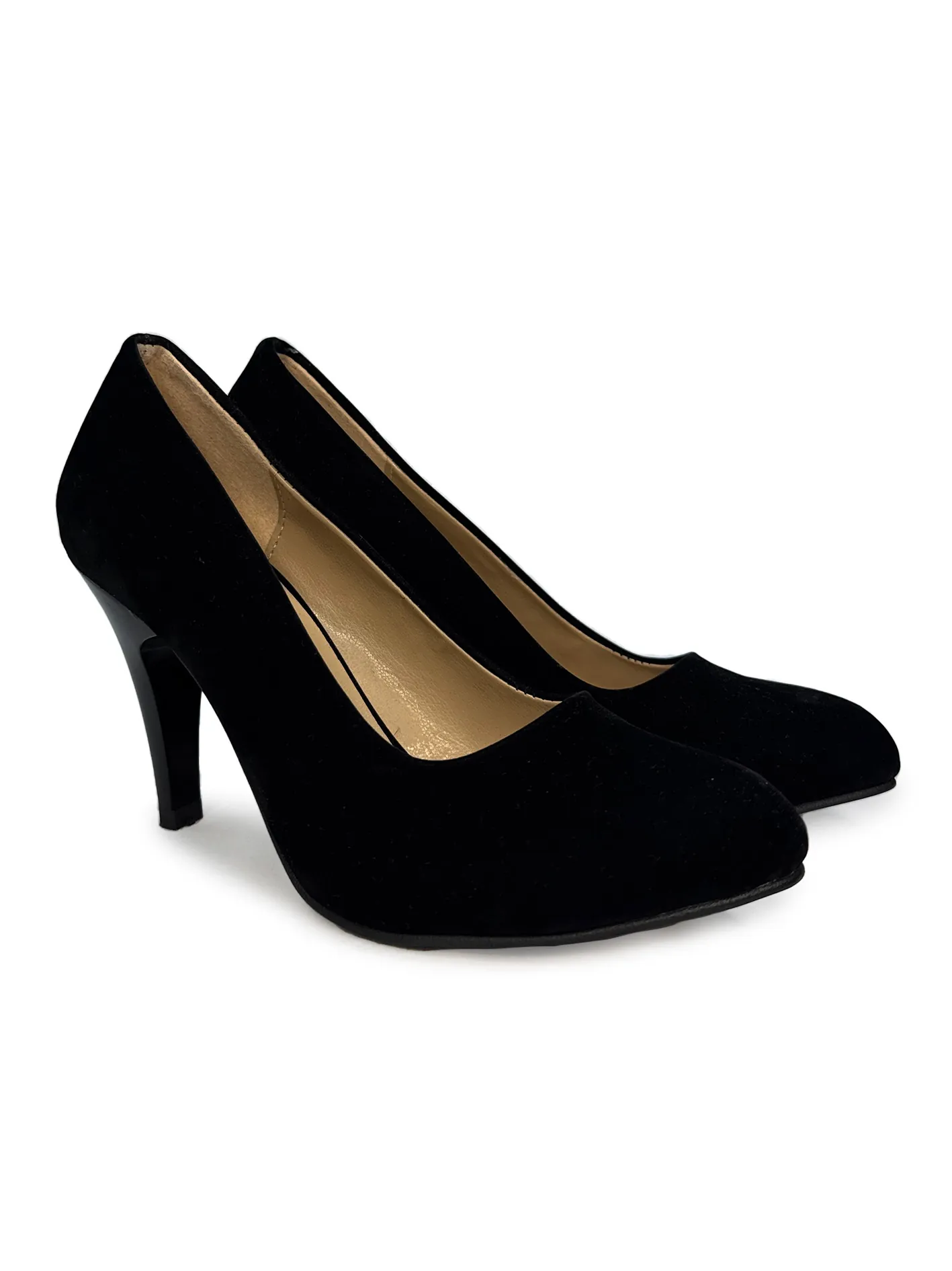 Crne plišane salonke oble 