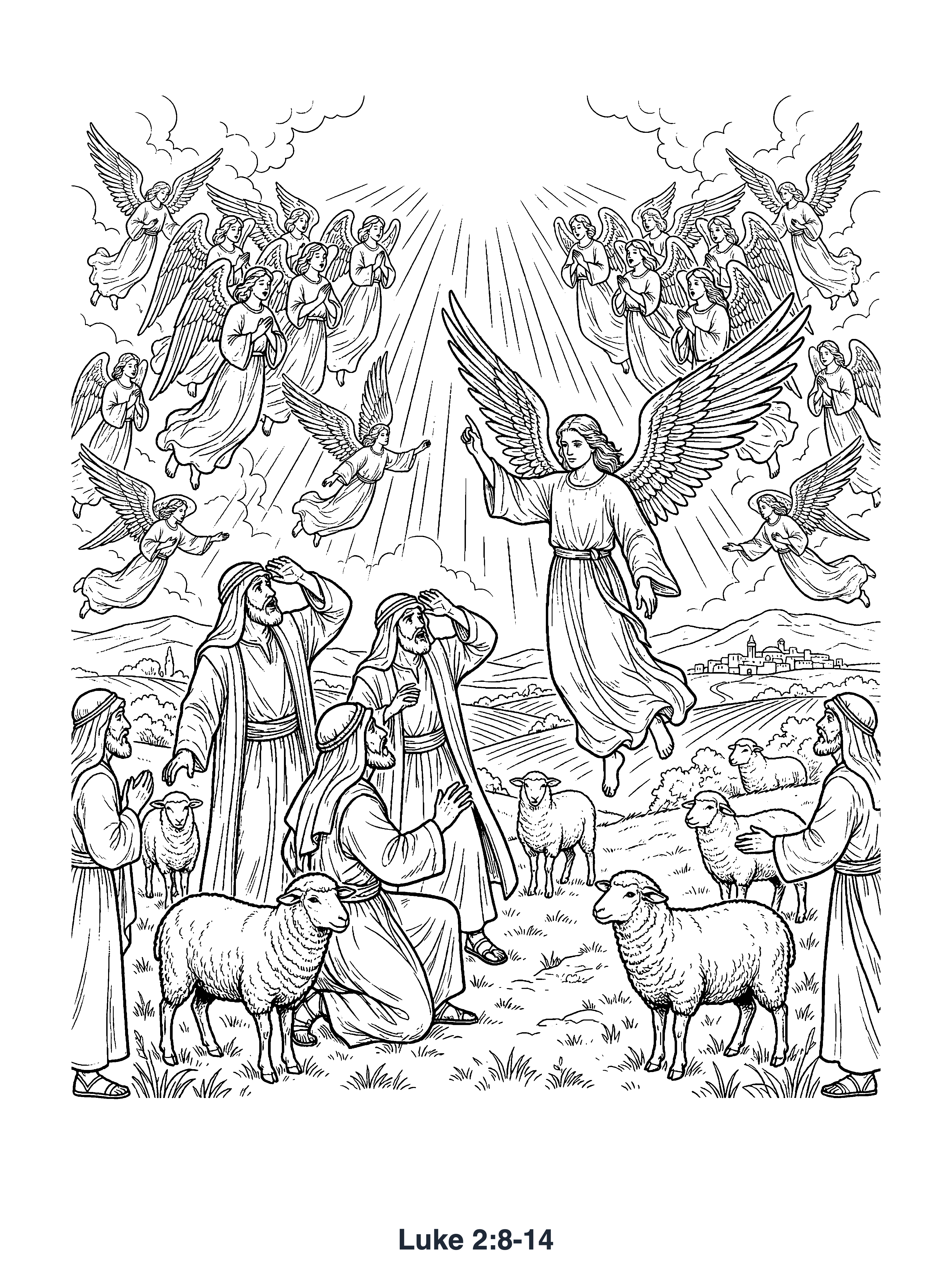 Luke 2:8-14 Coloring Page