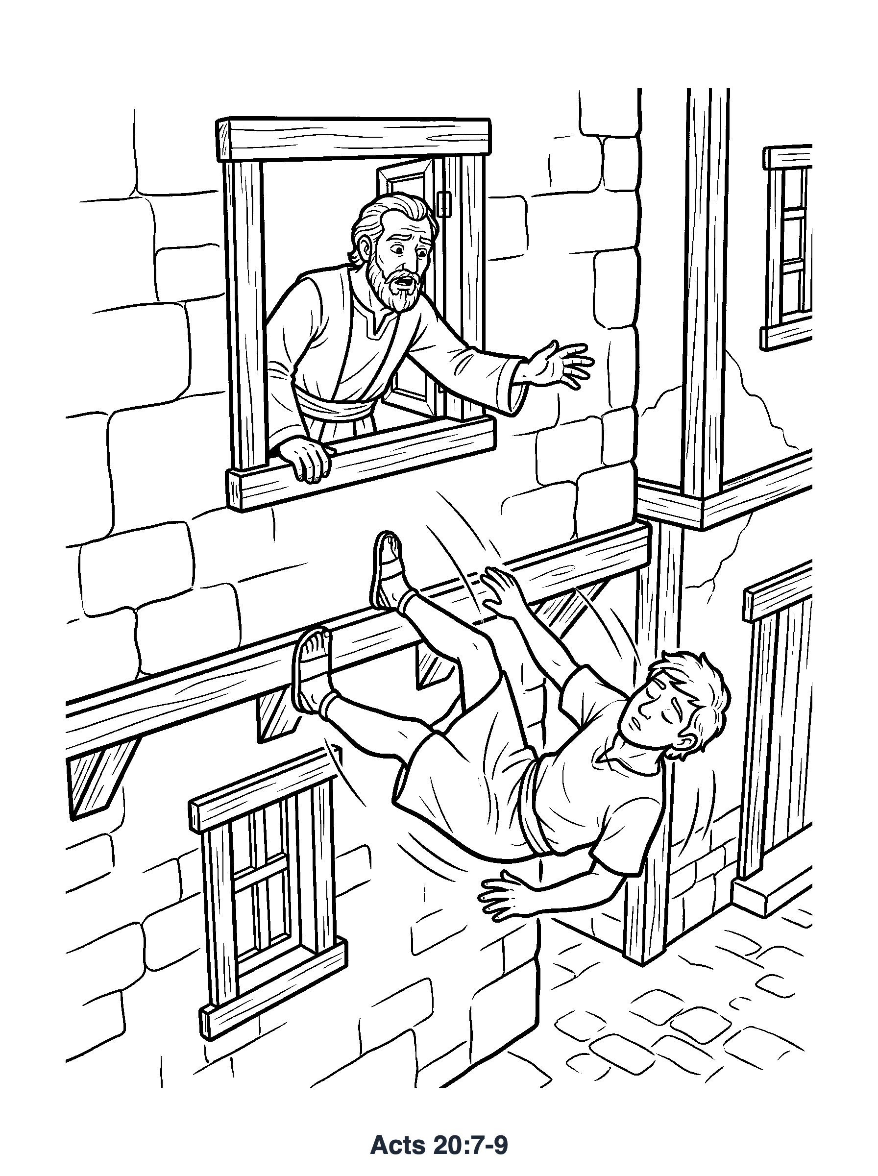Acts 20:7-9 Coloring Page