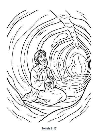 Jonah 1:17 Coloring Page