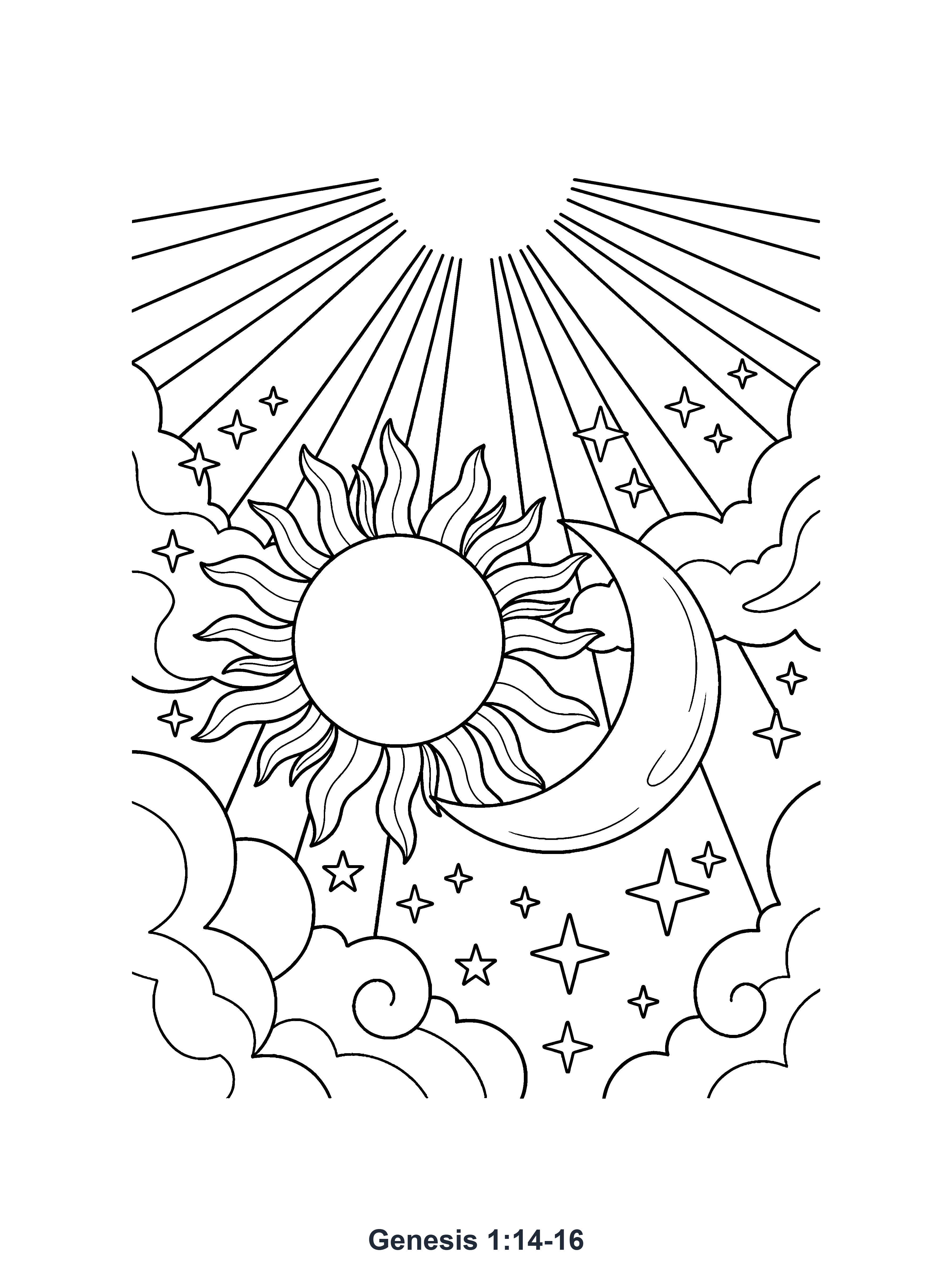 Genesis 1:14-16 Coloring Page