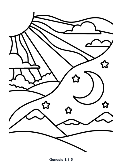 Genesis 1:3-5 Coloring Page