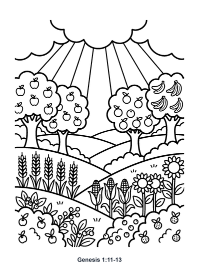 Genesis 1:11-13 Coloring Page